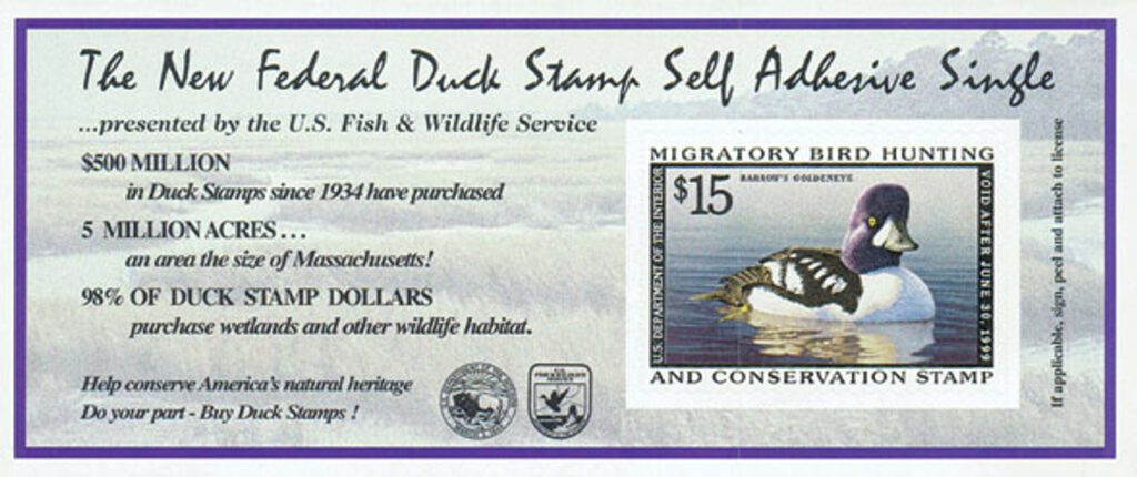 1998 $15 Federal Duck Stamp - Barrow's Goldeneye s/a