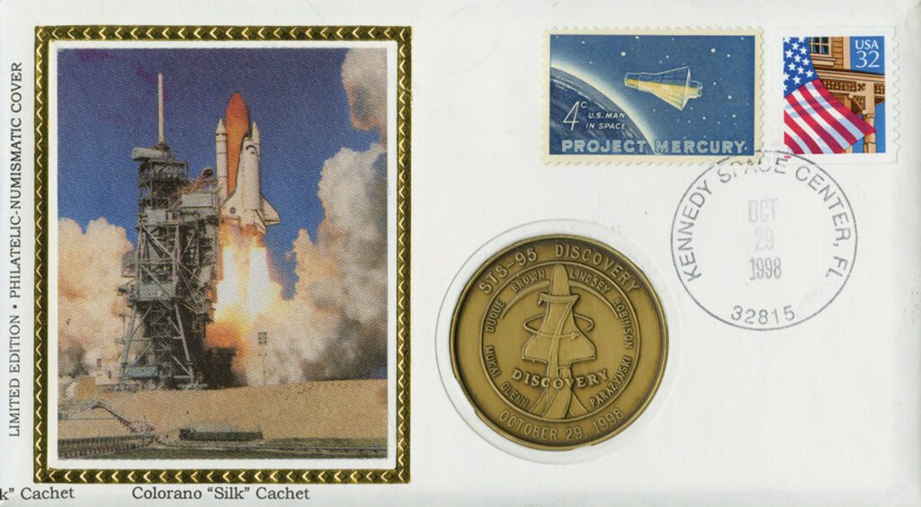 # STS95M - 1998 Commemorative STS-95 Lauch Cover with Official Medal