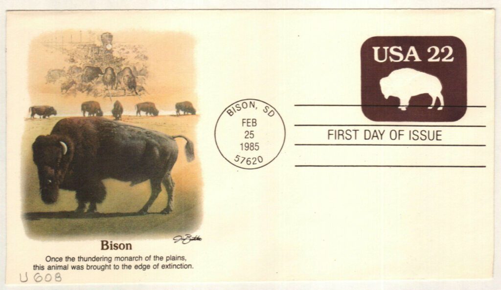 # U608 - 1985 22c American Buffalo Stamped Env.