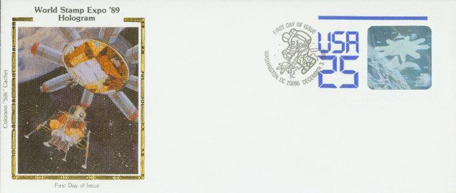 1989 25¢ Stamped Envelopes and Wrappers - Space Station Hologram
