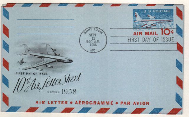 #UC32a - 1958-59 10c Air Post Envelope, blue & red
