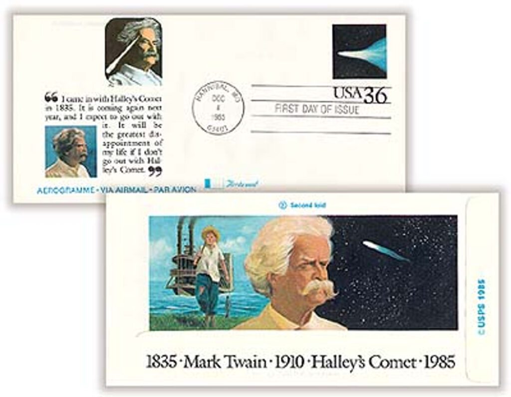 # UC60 - 1985 36c Air Post Envelope - Halley's Comet/Mark Twain