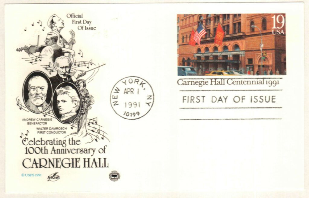 # UX154 - 1991 19c Postal Card - Carnegie Hall Centennial