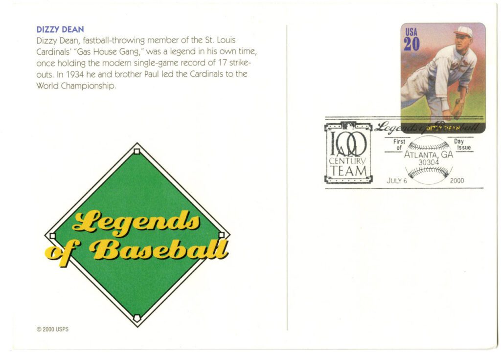 # UX355 - 2000 20c Dizzy Dean PC FDC