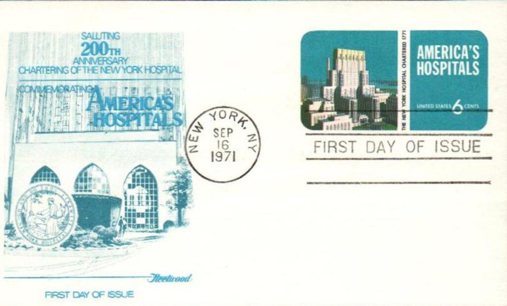 #UX60 - 1971 6c Postal Card,New York Hospital
