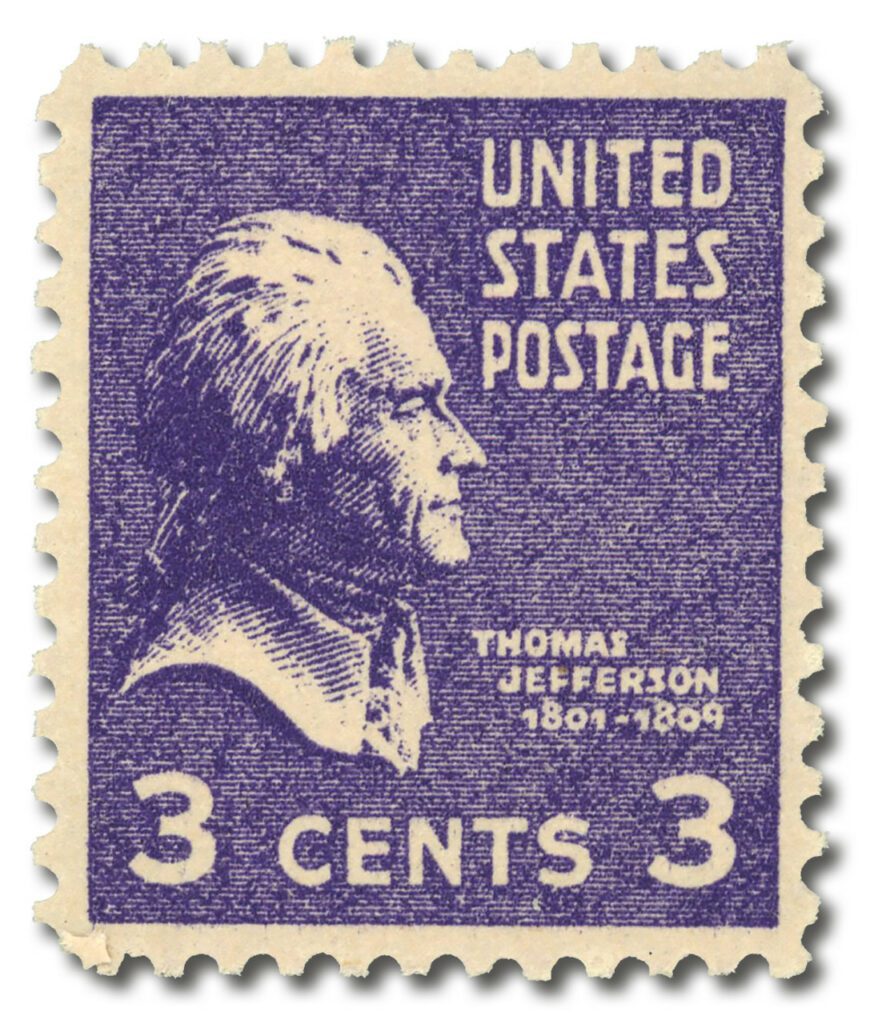 1938 #807 Jefferson, Perforated Counterfeit