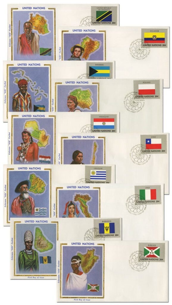 # M11376 - United Nations Silk First Day Cover Collection, Set of 10