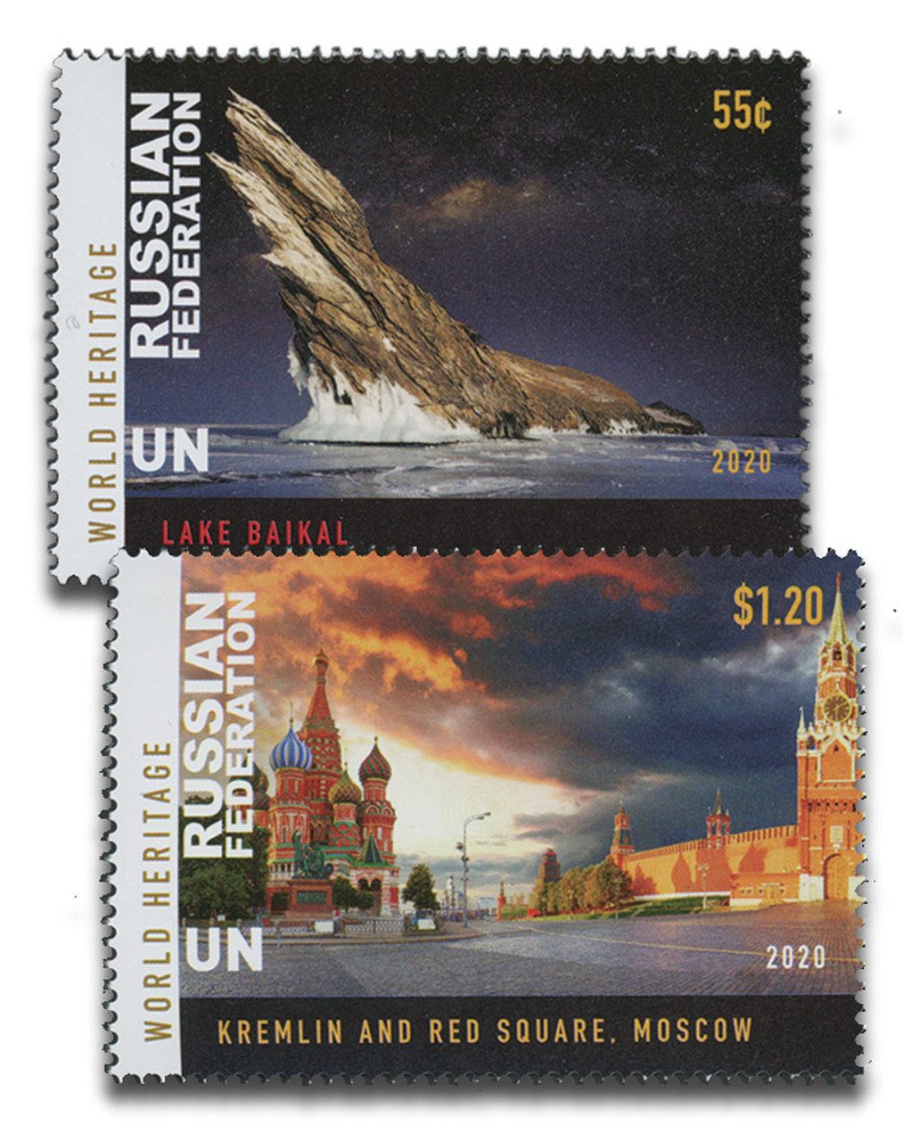 2020 55c & $1.20 World Heritage- Russia