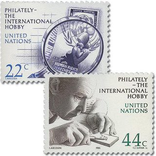 # UN473-74 - 1986 Human Rights/Stamp Collecting