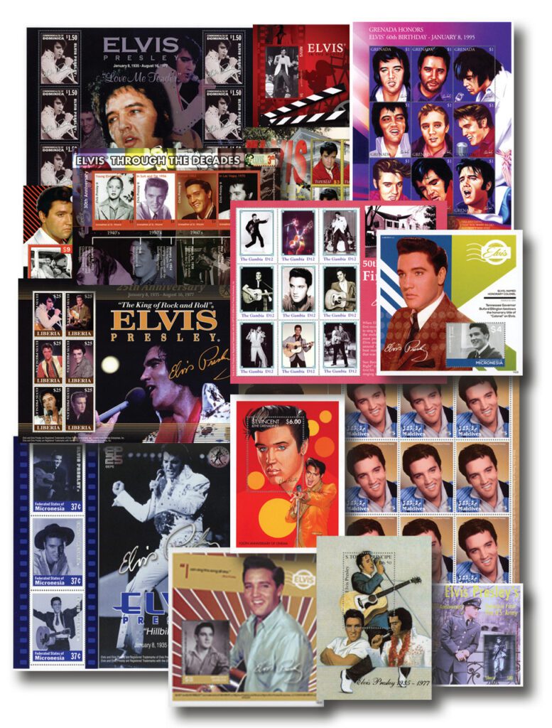 # MFN473 - SAVE $37.55 Collection of 15 different Elvis Presley Foreign Sheets and/or Souvenir Sheets