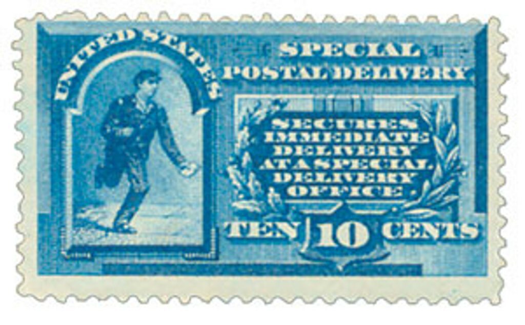 E1 - 1885 Perf 12 10c Special Delivery - Messenger Running, blue