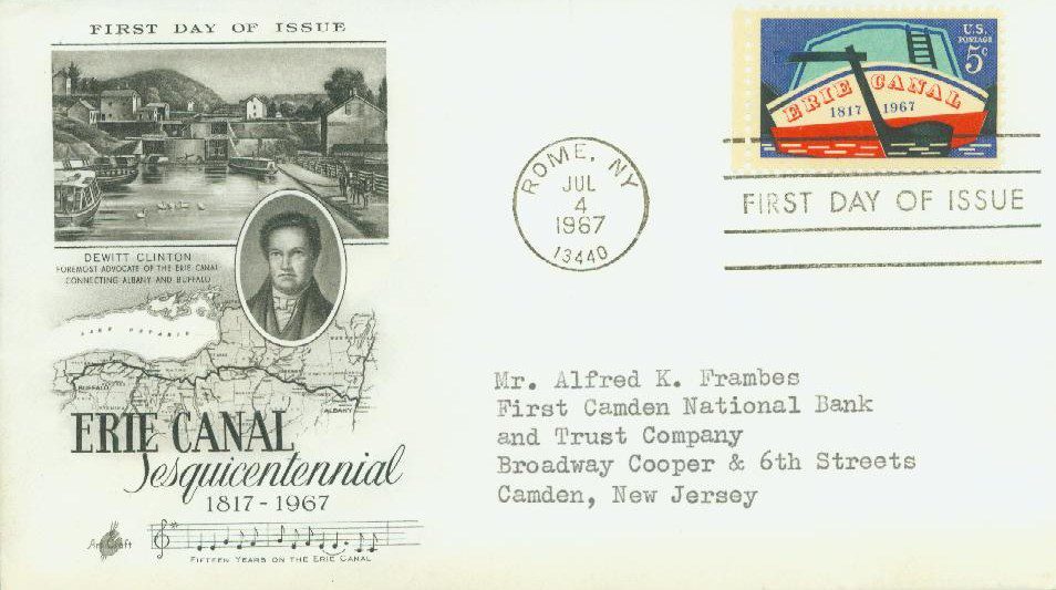 1325 - 1967 5c Erie Canal Classic First Day Cover