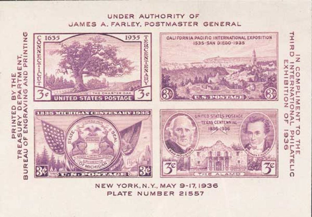 778 - 1936 3c Third International Philatelic Exposition, souvenir sheet