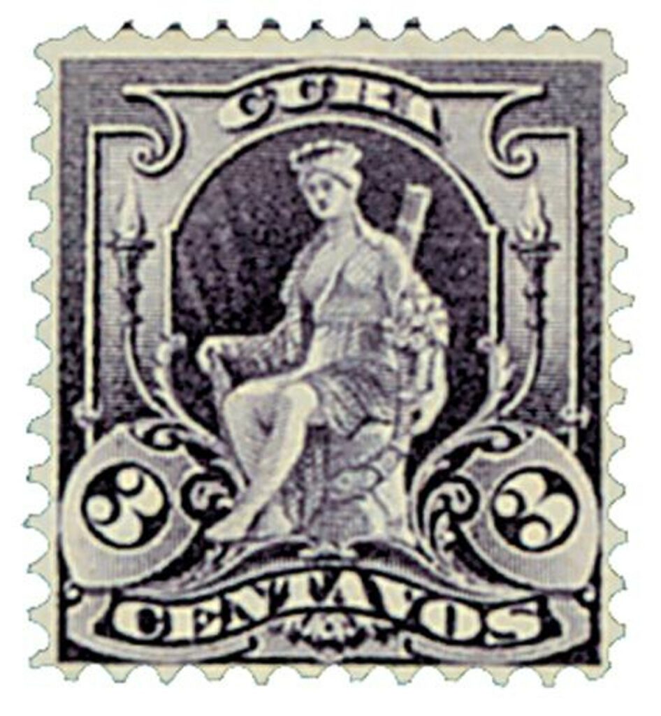 CU229 - 1899 3c Cuba - Allegory, purple