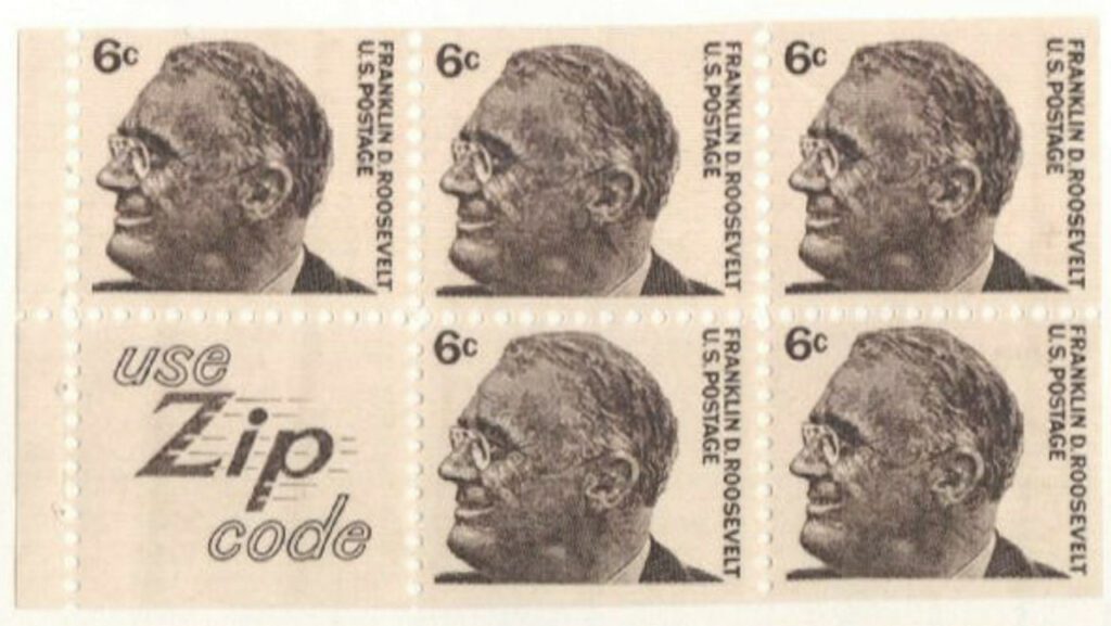 1284c - 1965-78 6c Franklin D. Roosevelt,5+label