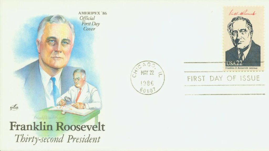 2219d - 1986 22c Pres. F.D. Roosevelt,single