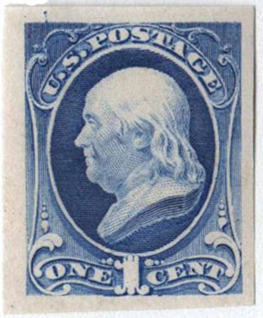 156P3 - 1873 1c Franklin, ultramarine Proof on India paper