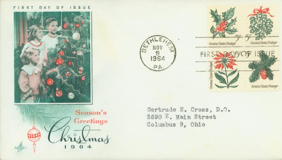 1254-57 - 1964 5c Christmas Classic First Day Cover