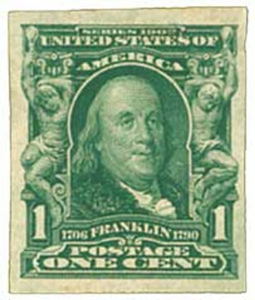 # 314 - 1906 1c Franklin, imperforate