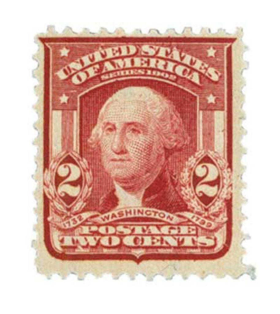 319F - 1908 2c Washington, lake, die II