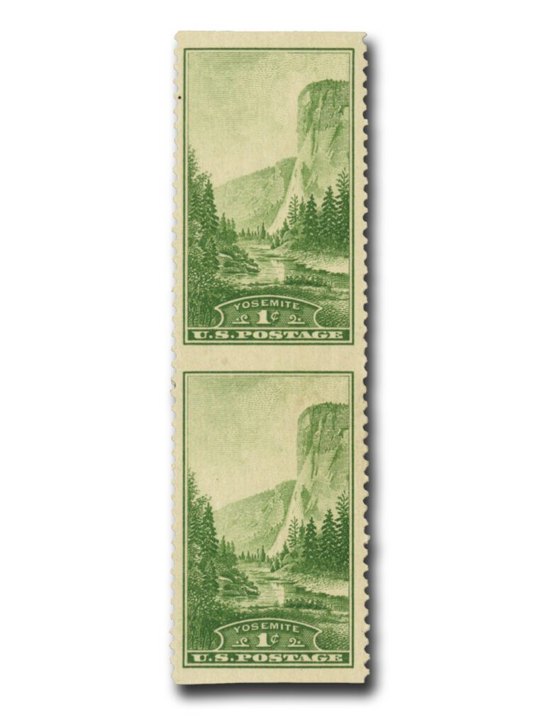 740a - 1934 1c green, Vert. pair, imperf. horiz