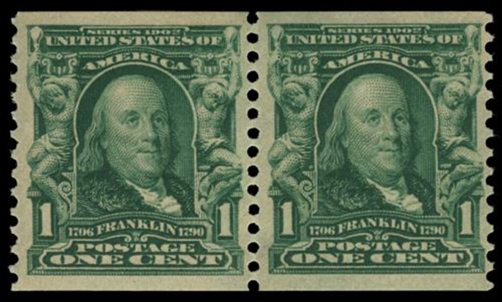 318 - 1908 1c Franklin, blue green