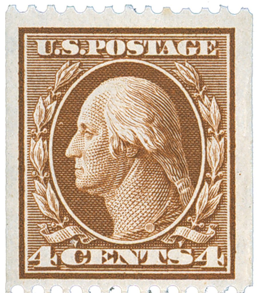 350 - 1910 4c Washington, orange brown, double line watermark