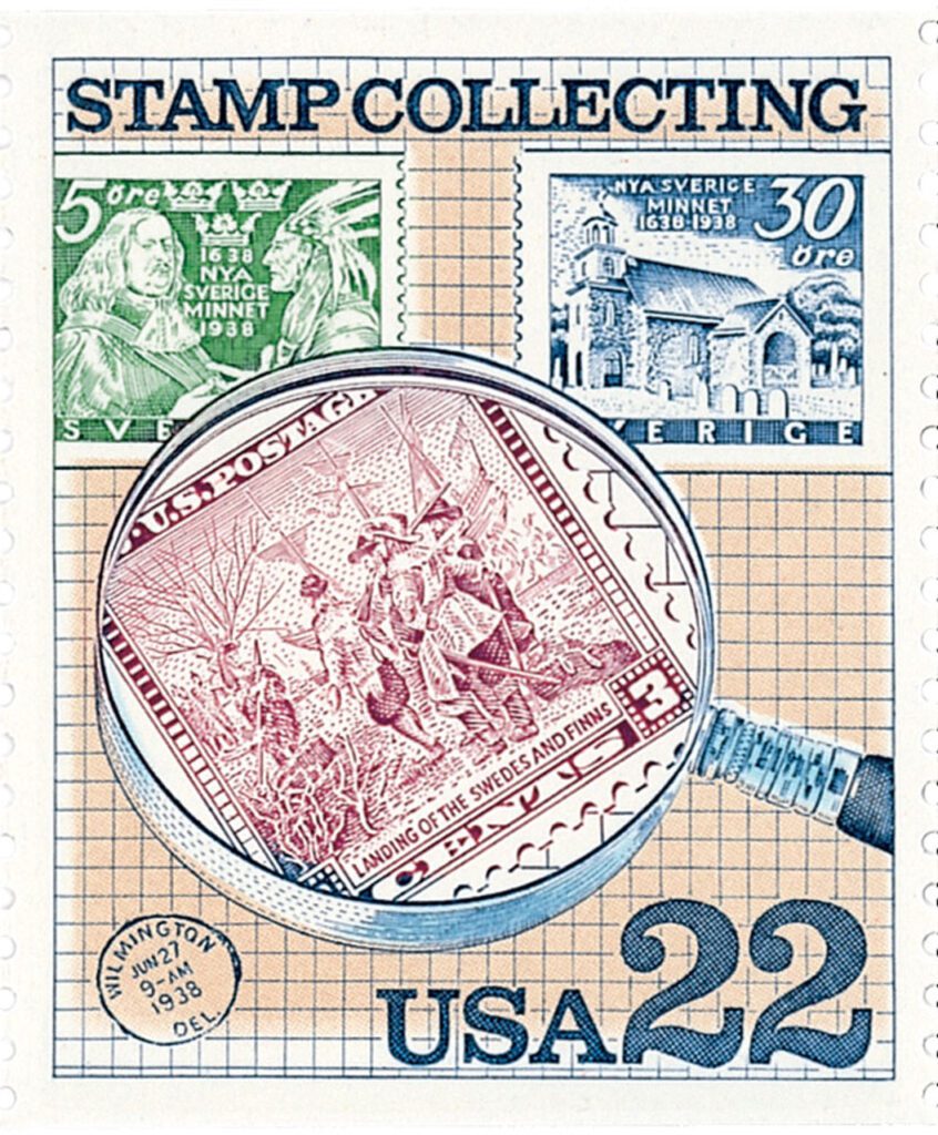2200 - 1986 22c Stamp Collecting: Under Magnifying Glass