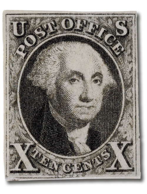 2 - 1847 10c Washington, black, imperforate