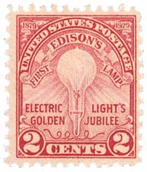655 - 1929 2c Edison's First Lamp, rotary