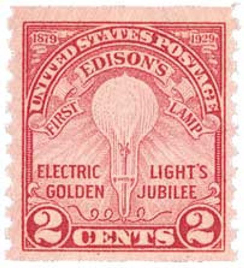 656 - 1929 2c Edison's First Lamp, coil perf 10