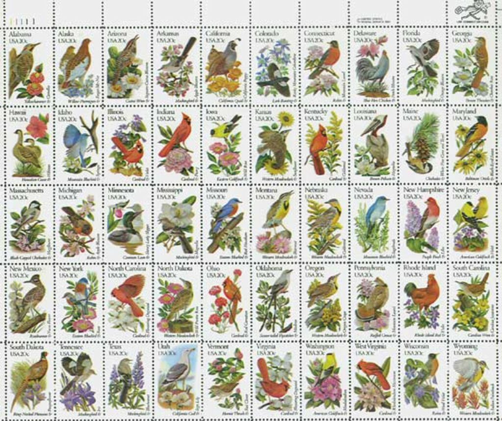 1953-2002 - 1982 20¢ State Birds and Flowers