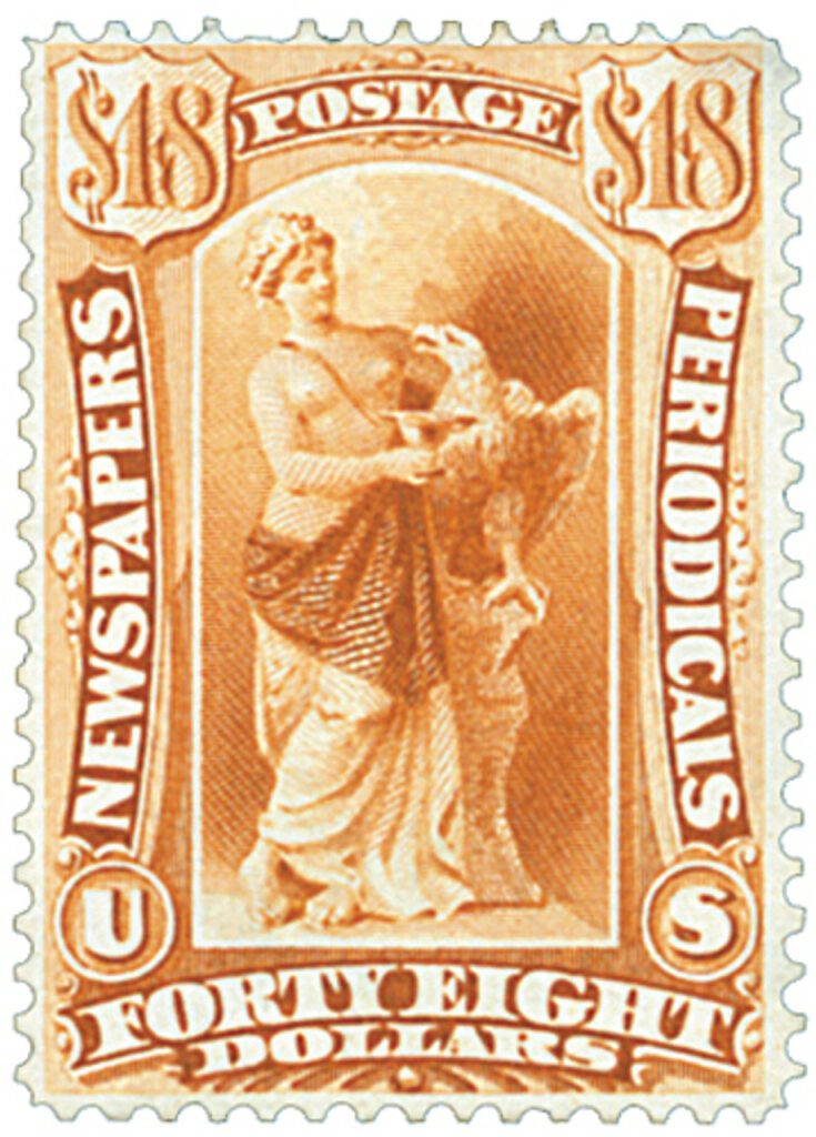 PR78 - 1879 $48 Newspaper & Periodical Stamp -soft paper, yellow brown
