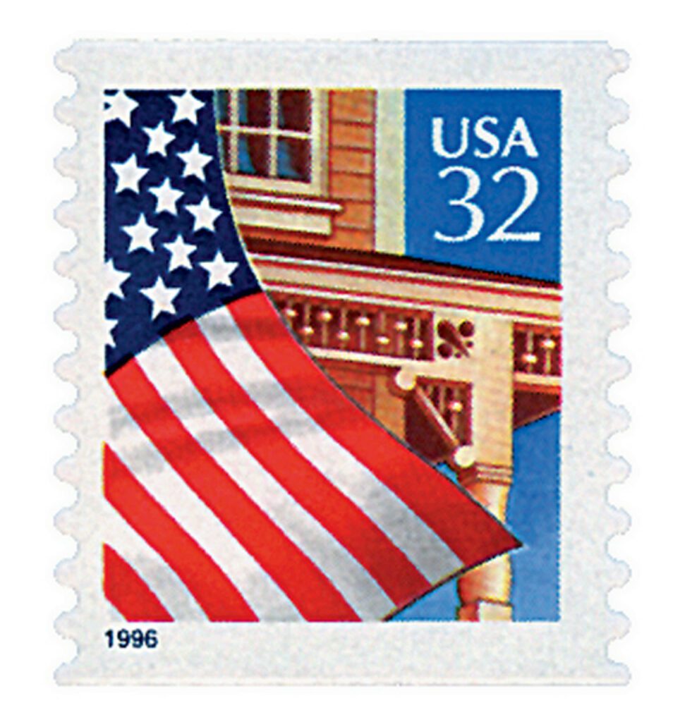 3133 - 1997 32c Flag Over Porch, linerless coil