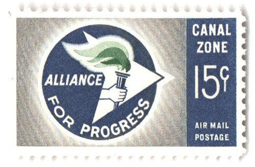CZC35 - 1963 15c Canal Zone Airmail - Progress, gray, green dark ultra