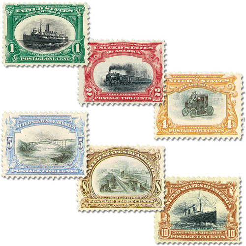 294-99 - 1901 1c Pan-American Exposition - complete set of 6 stamps with FREE album and mounts