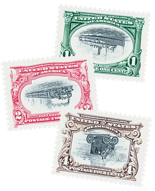 3505a-c - 2001 1c-4c Pan-American Inverts, set of 3 stamps