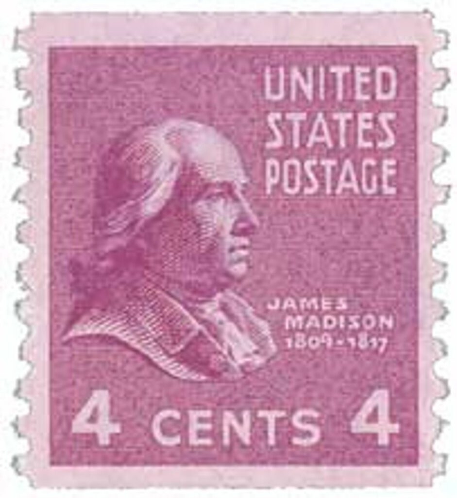 843 - 1939 4c James Madison, red violet