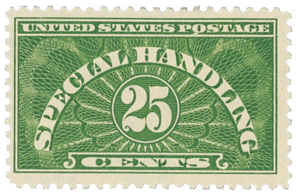 QE4a - 1928 25c Special Handling - yellow green