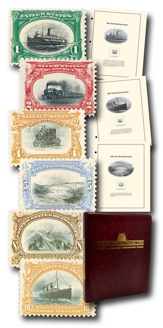 294-99 - 1901 1c Pan-American Exposition - complete set of 6 stamps with FREE album and mounts