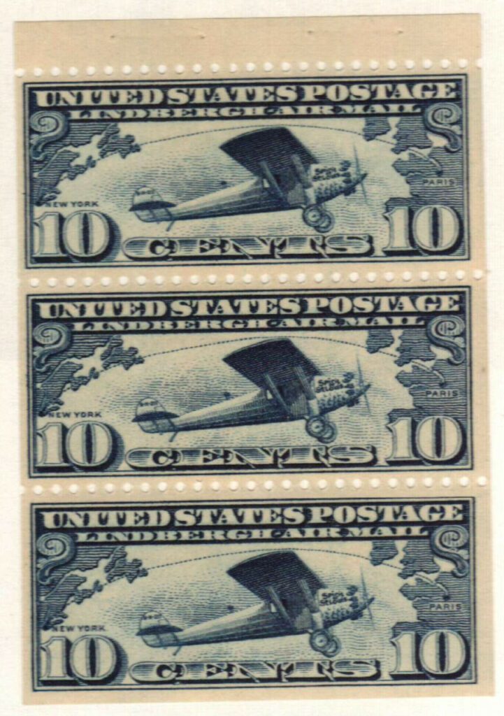 C10a - 1927 10c Lindbergh "Spirit of St. Louis" - booklet pane of 3