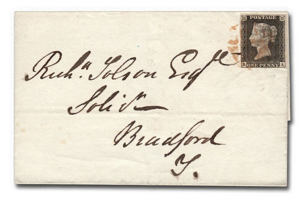 #BLACK1xxx 1840 Penny Black, 3-4 margins on cover