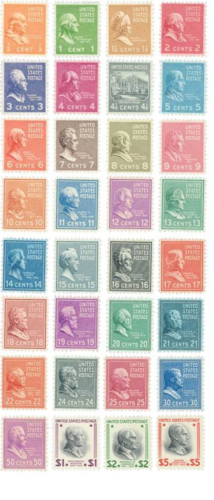 1938 U.S. Presidential Series Collection, Set of 32