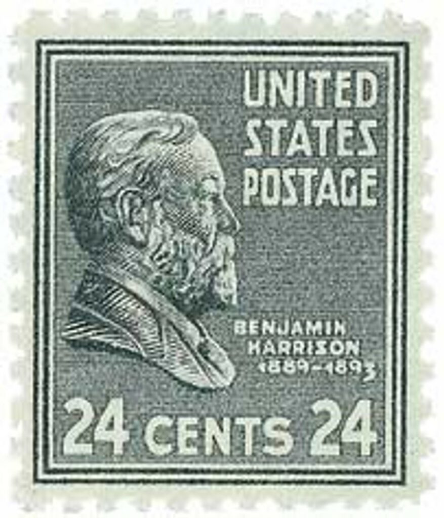 828 - 1938 24c Benjamin Harrison, gray black