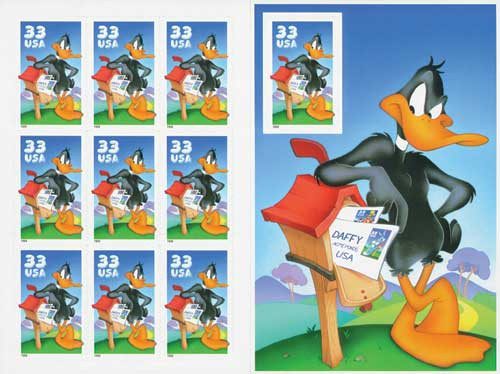 3306 - 1999 33c Daffy Duck, pane of 10