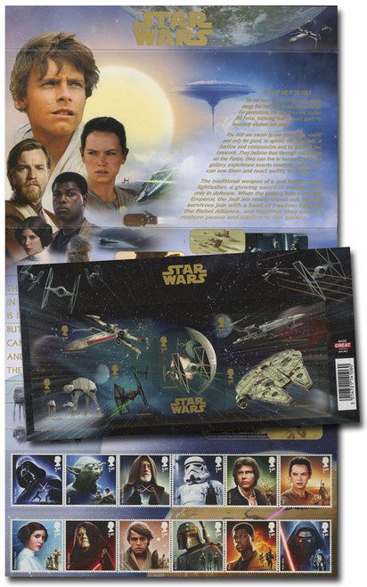 M11603 - 2015 Star Wars Presentation Pack, Mint, Set of 12 Stamps and 1 Sheet of 6, Great Britain