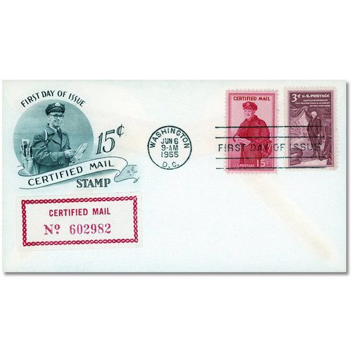 FA1 FDC - 1955 15c Certified Mail