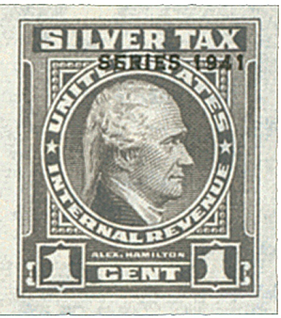1941 1¢ Silver Tax, gray, overprint '1941'