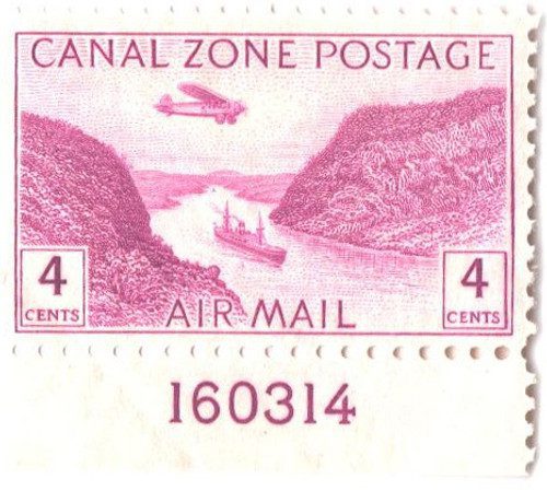 CZC6 - 1949 4¢ Canal Zone Airmail - Gaillard Cut, red violet