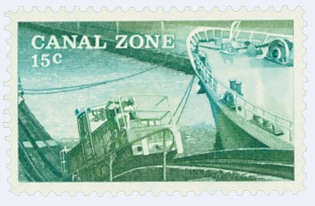 1978 15¢ Canal Zone - Towing Locomotive, deep green & blue green